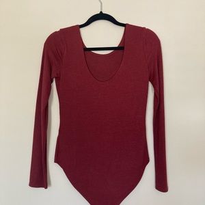 Large Burgundy Long Sleeve Forever21 Bodysuit
